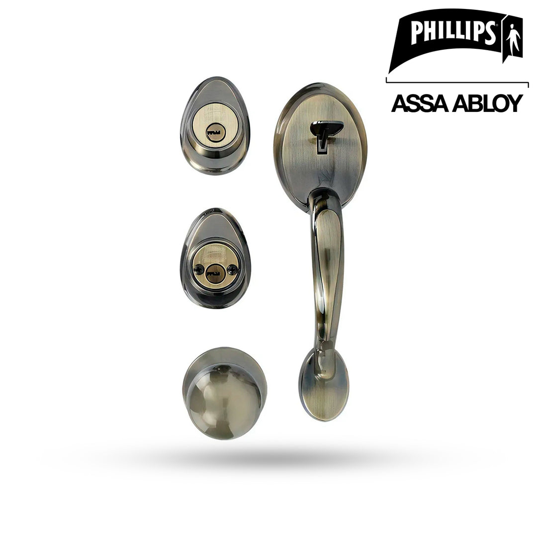 Gatillo Phillips Venecia Alta Seguridad Perilla Llave/Llave Latón Antiguo Cerrojo Auxiliar