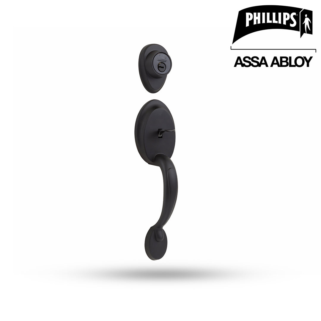 Gatillo Phillips Venecia Alta Seguridad Manija Fresno Llave/Mariposa Negro Cerrojo Auxiliar