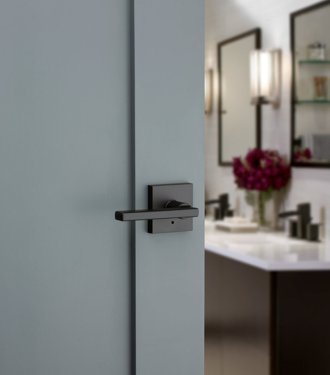 Manija Halifax Kwikset Signature Series para Baño (Privacidad) - Acabado Negro