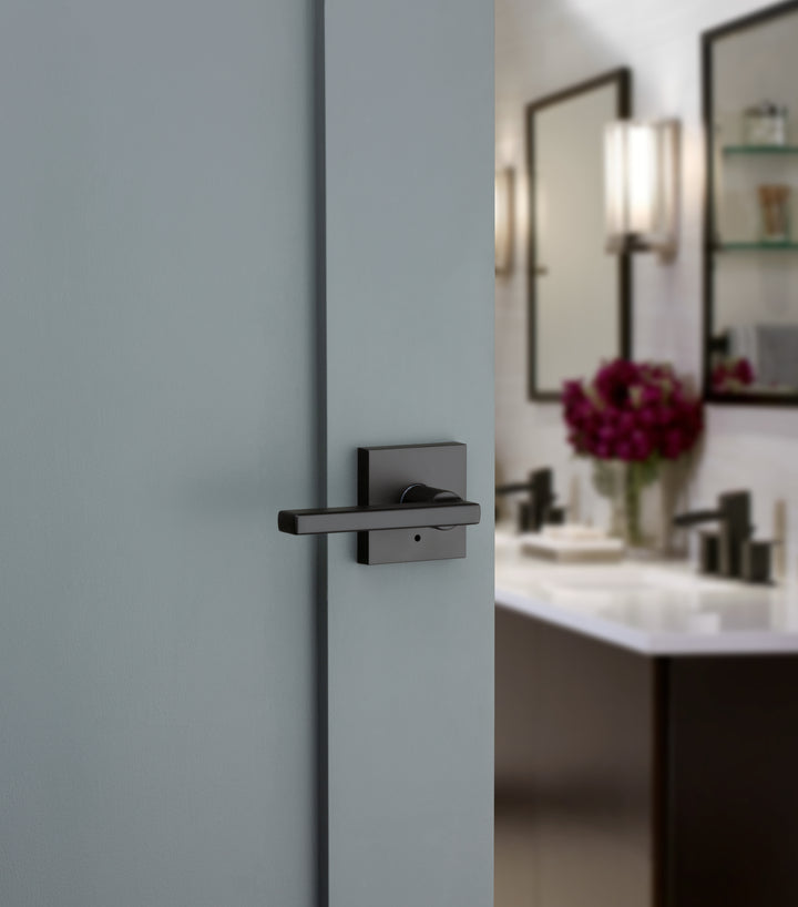 Manija Halifax Kwikset Signature Series para Baño (Privacidad) - Acabado Negro