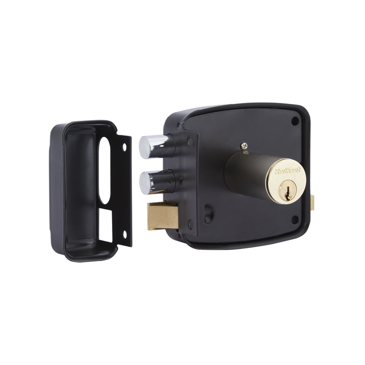 Cerradura Rimlock 50mm Kwikset - Sobreponer Blindada, Derecha, Acabado Negro