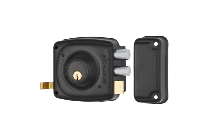 Cerradura Rimlock 50mm Kwikset Tradicional - Sobreponer Blindada, Derecha, Acabado Negro