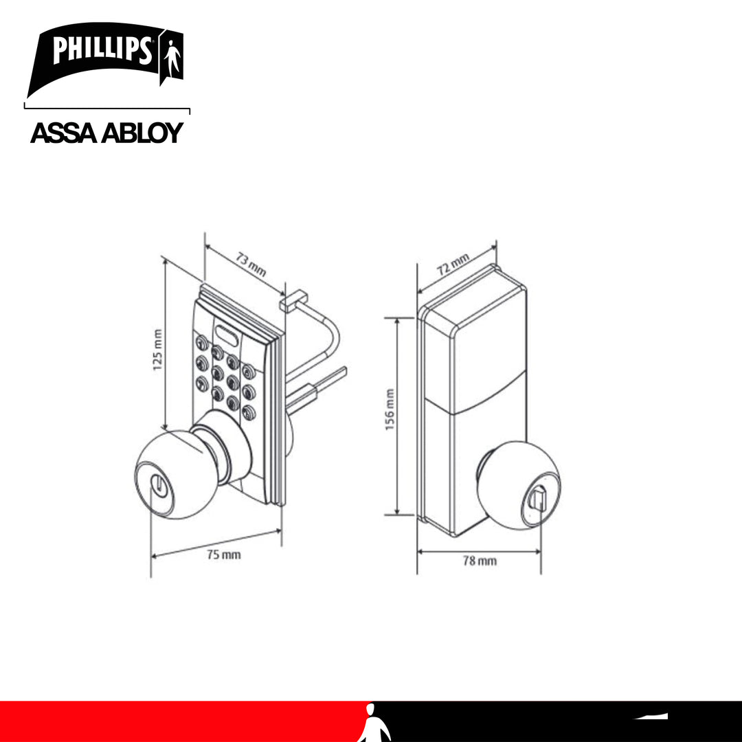 Cerradura digital con perilla phillips pcd275 negro.