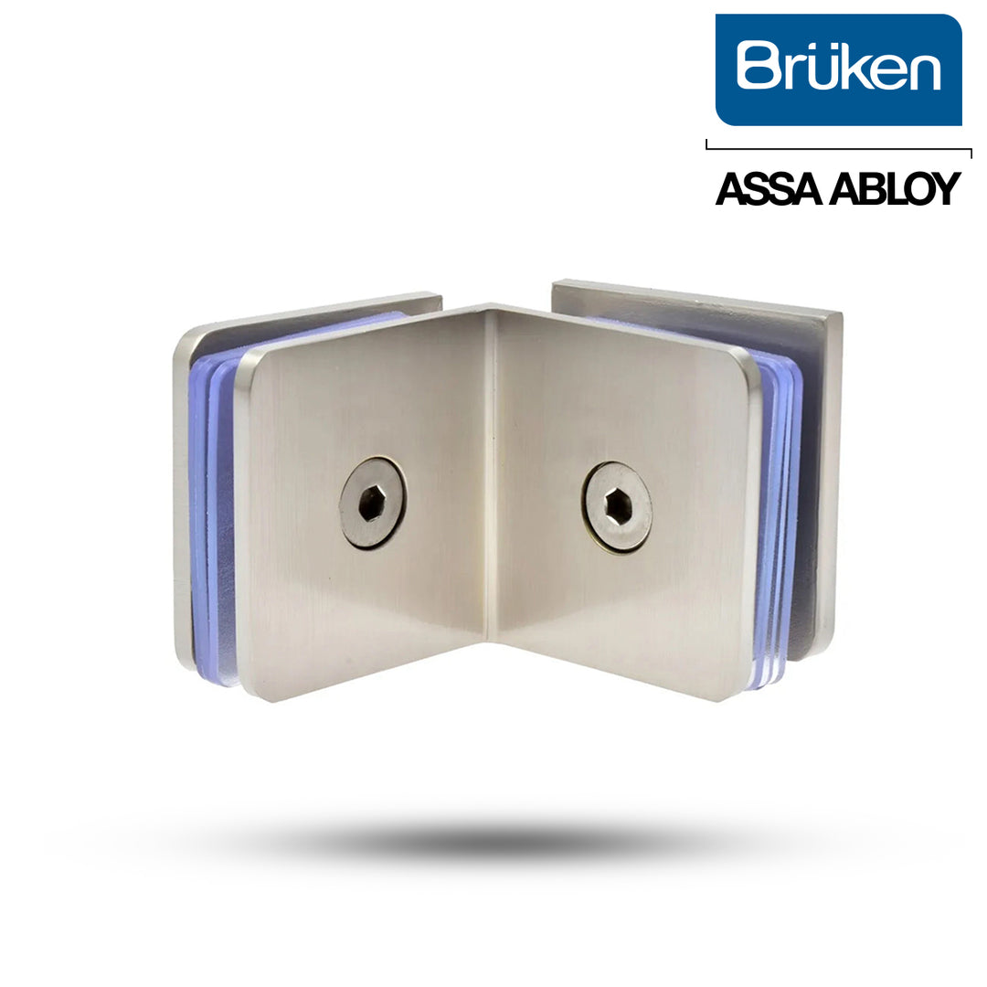 Clip a 90° para Panel de Cristal Brüken – Latón Satinado 6 x 6 x 1.7 cm