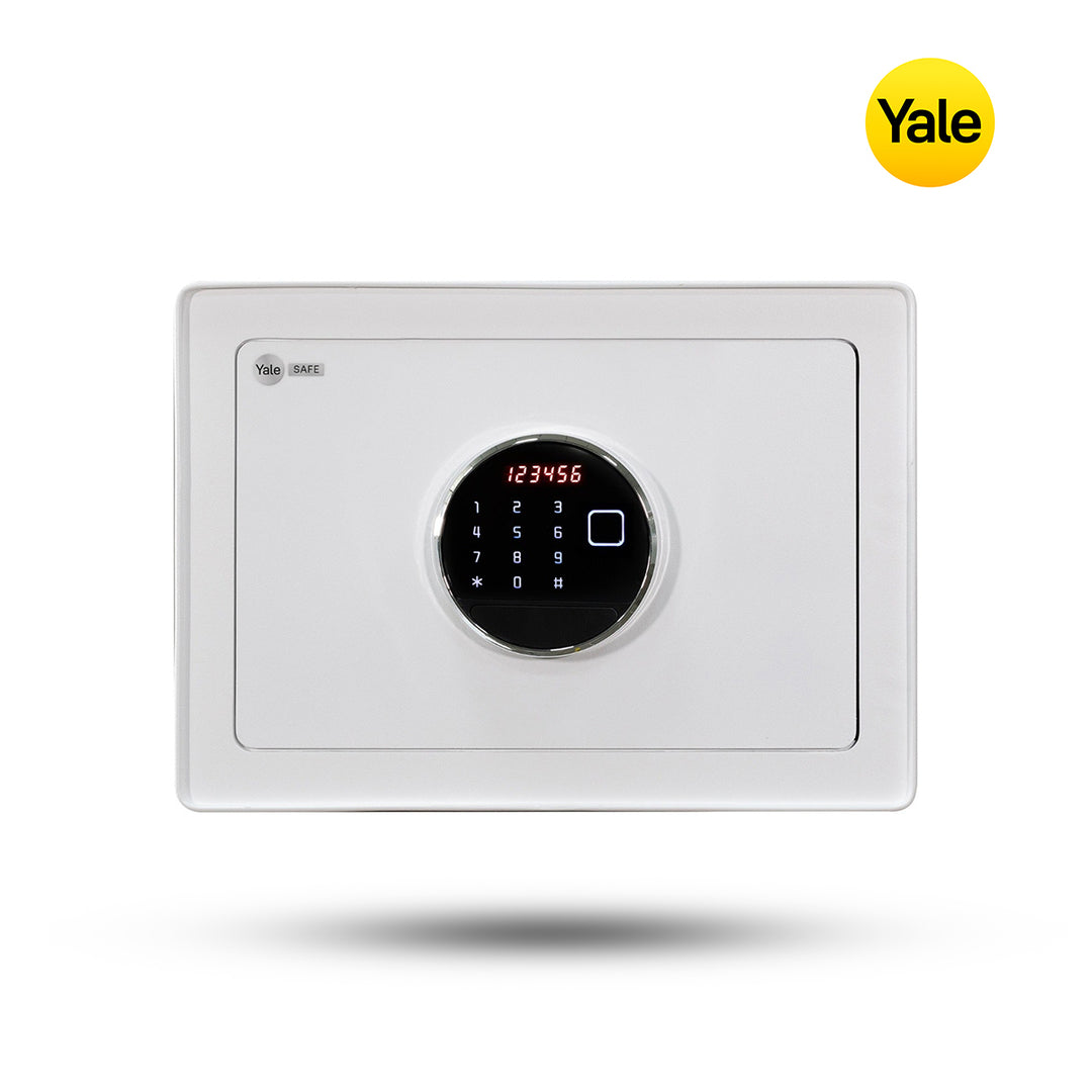 Caja Fuerte Biométrica Yale Blanca con Teclado Electrónico
