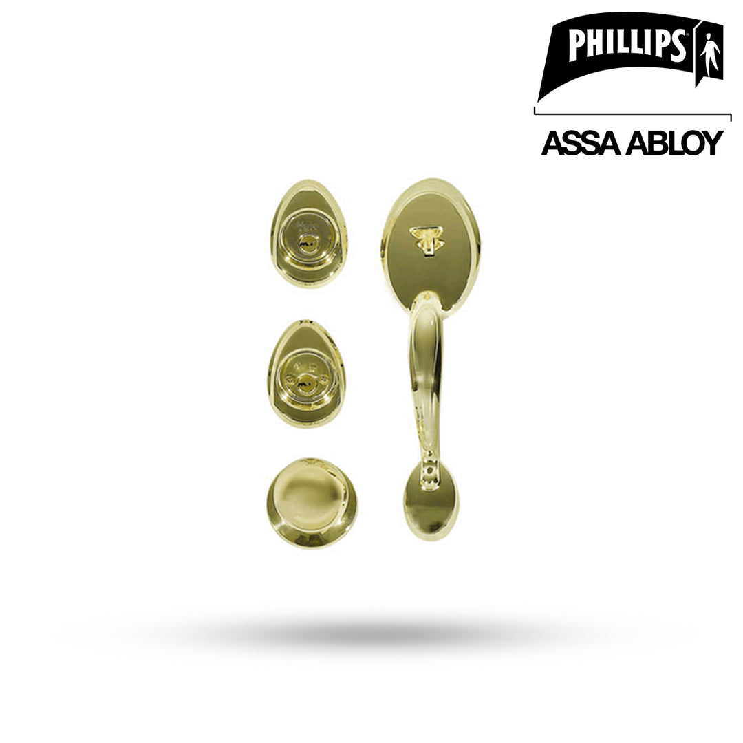 Gatillo Phillips Venecia Alta Seguridad Perilla Llave/Llave Latón Brillante Cerrojo Auxiliar