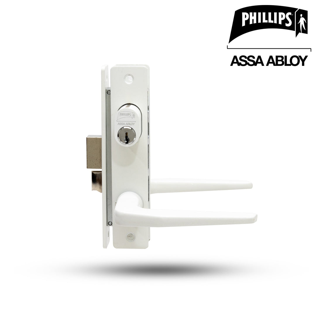 Cerradura Phillips 549 MC Blanco para Puerta Aluminio con Cerrojo Mariposa