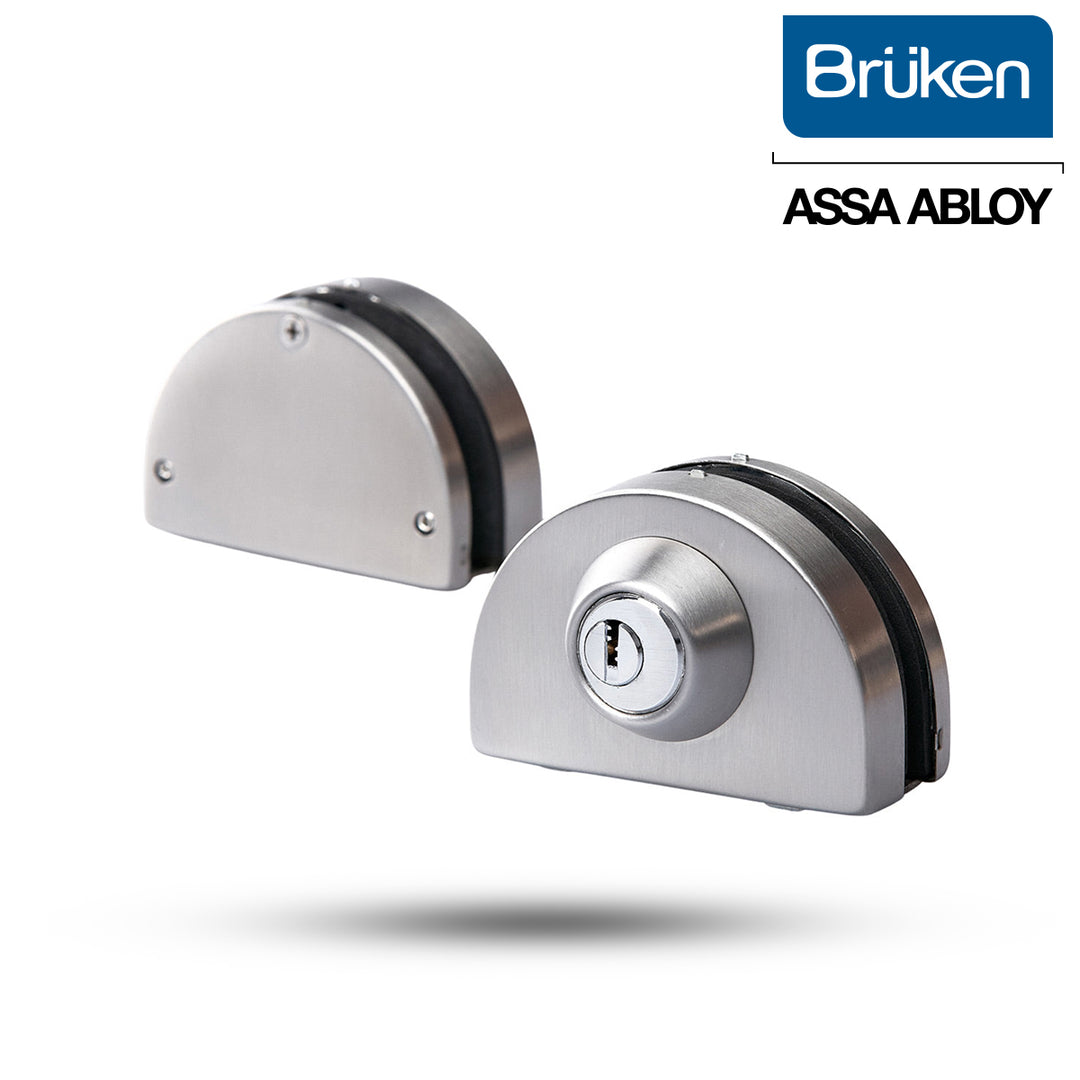 Chapa Brüken BRK570 Para Puerta de Vidrio – Acero Inoxidable Satinado