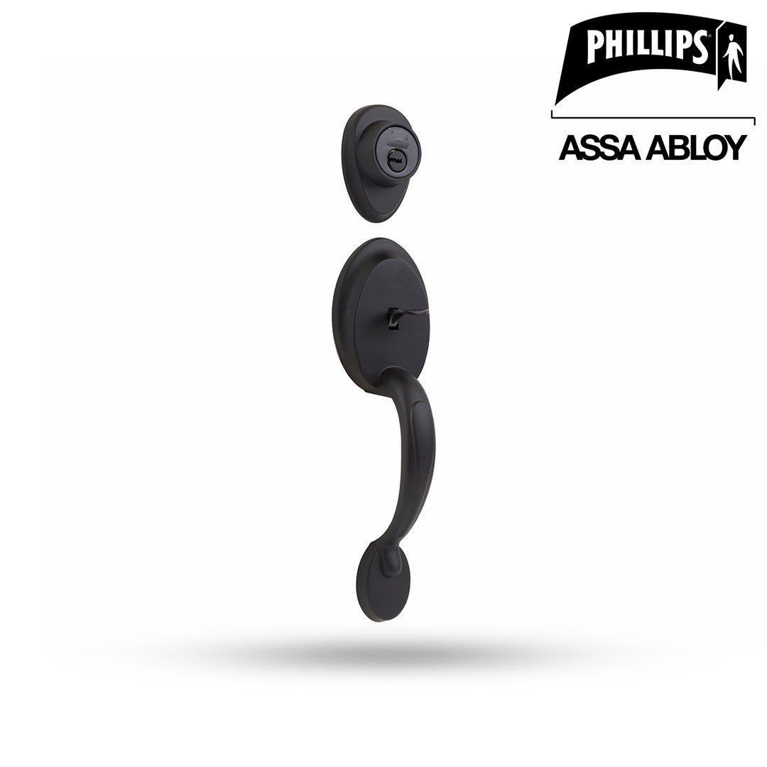 Gatillo Phillips Venecia Alta Seguridad Manija Fresno Llave/Llave Negro Cerrojo Auxiliar