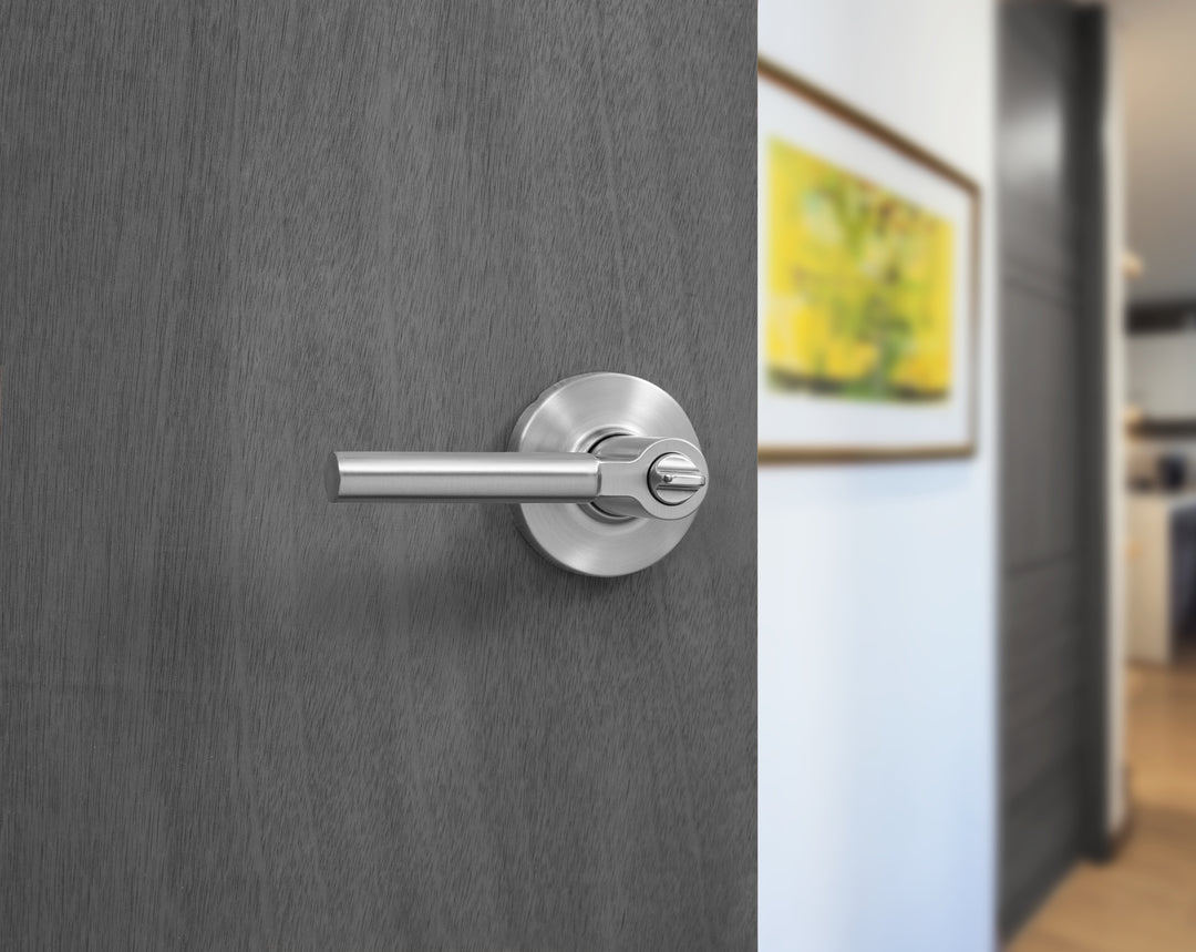Manija Rimini Kwikset para Baño (Privacidad) - Acabado Níquel Satinado