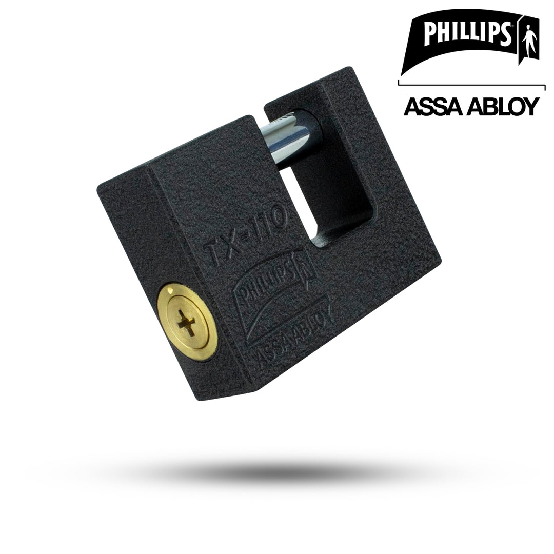 Candado De Hierro Para Cortina Phillips Modelo TX-110 Negro