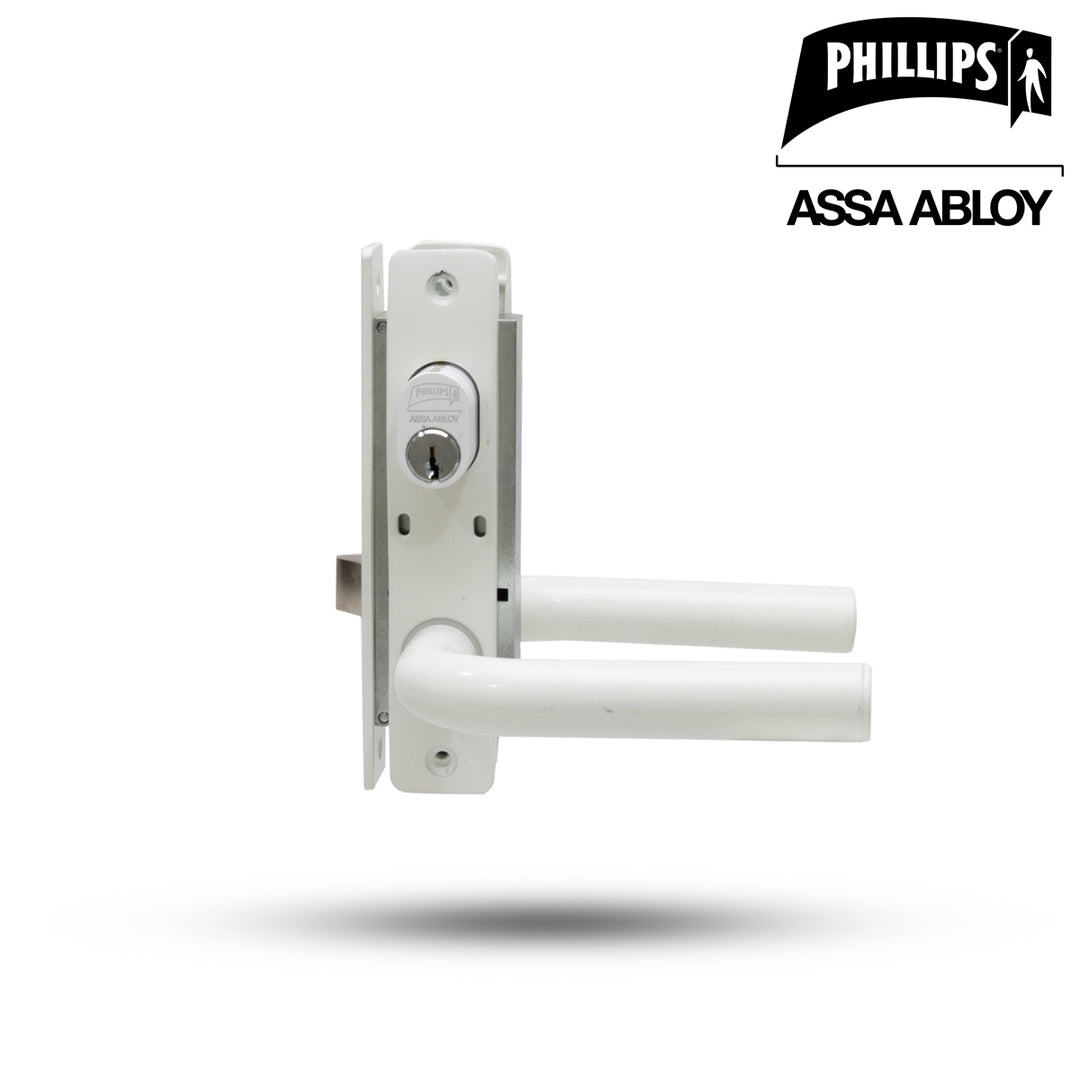 Cerradura Phillips 570MC Blanco Mariposa Cerrojo Manija Redonda Aluminio