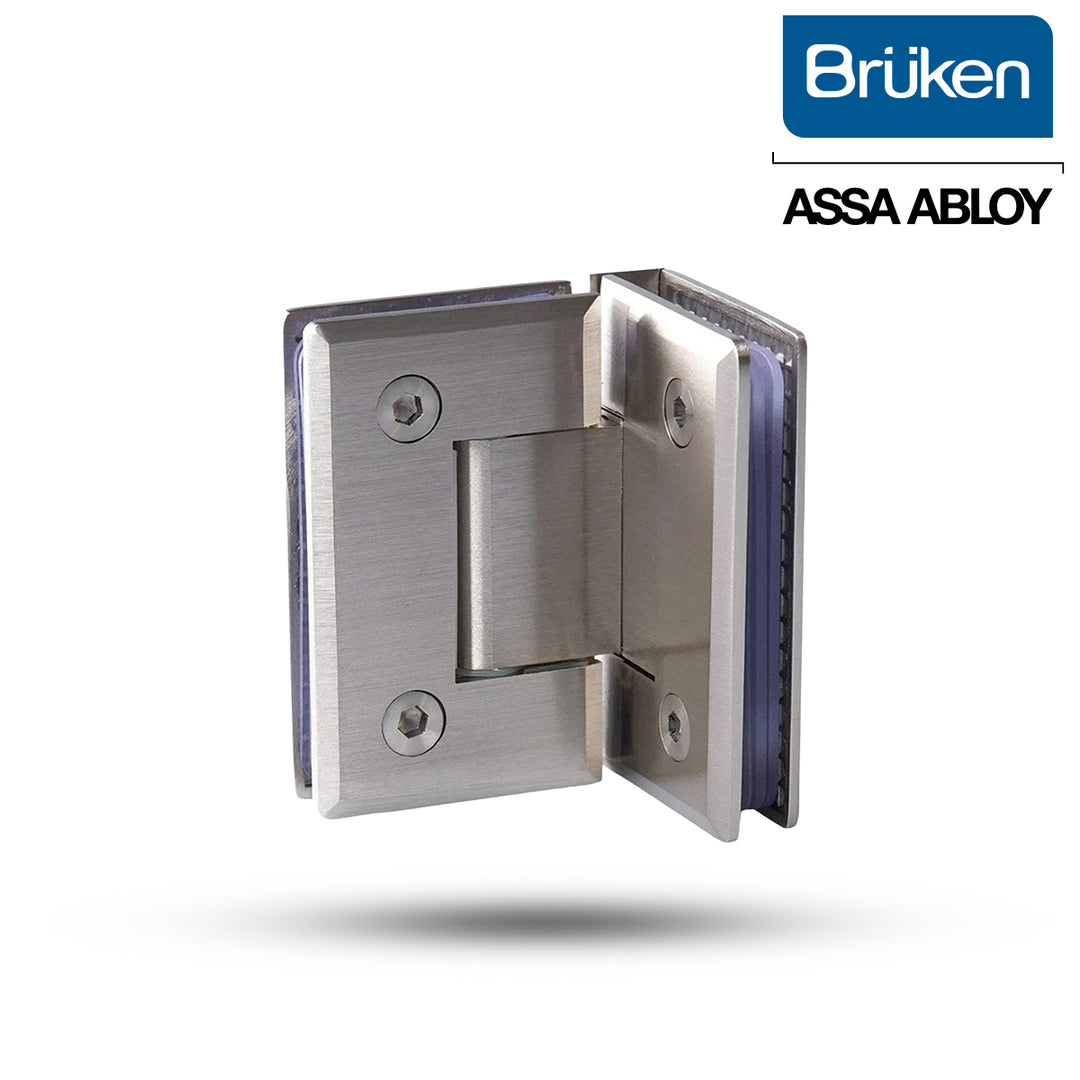 Bisagra Brüken para Puerta de Cristal Templado 8-12mm | Vidrio a Vidrio 90° | Autocierre