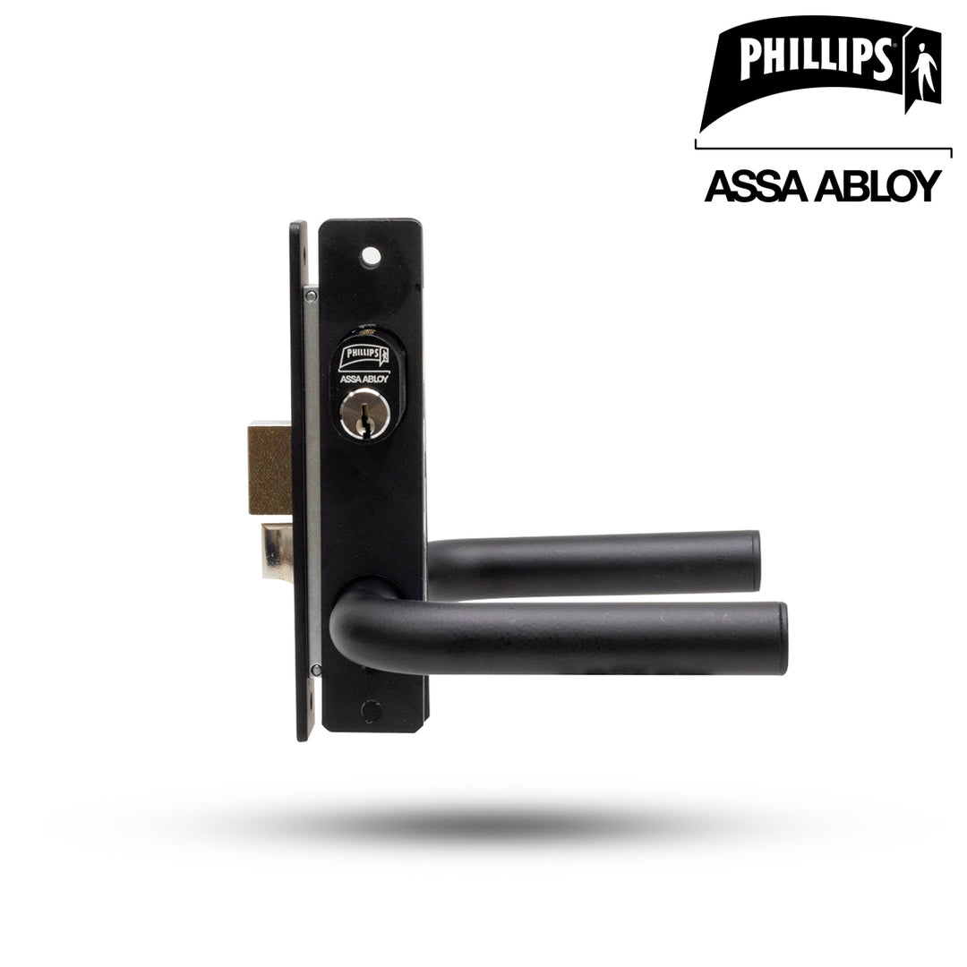 Cerradura Phillips 570MC Negro Mariposa Cerrojo Manija Redonda Aluminio