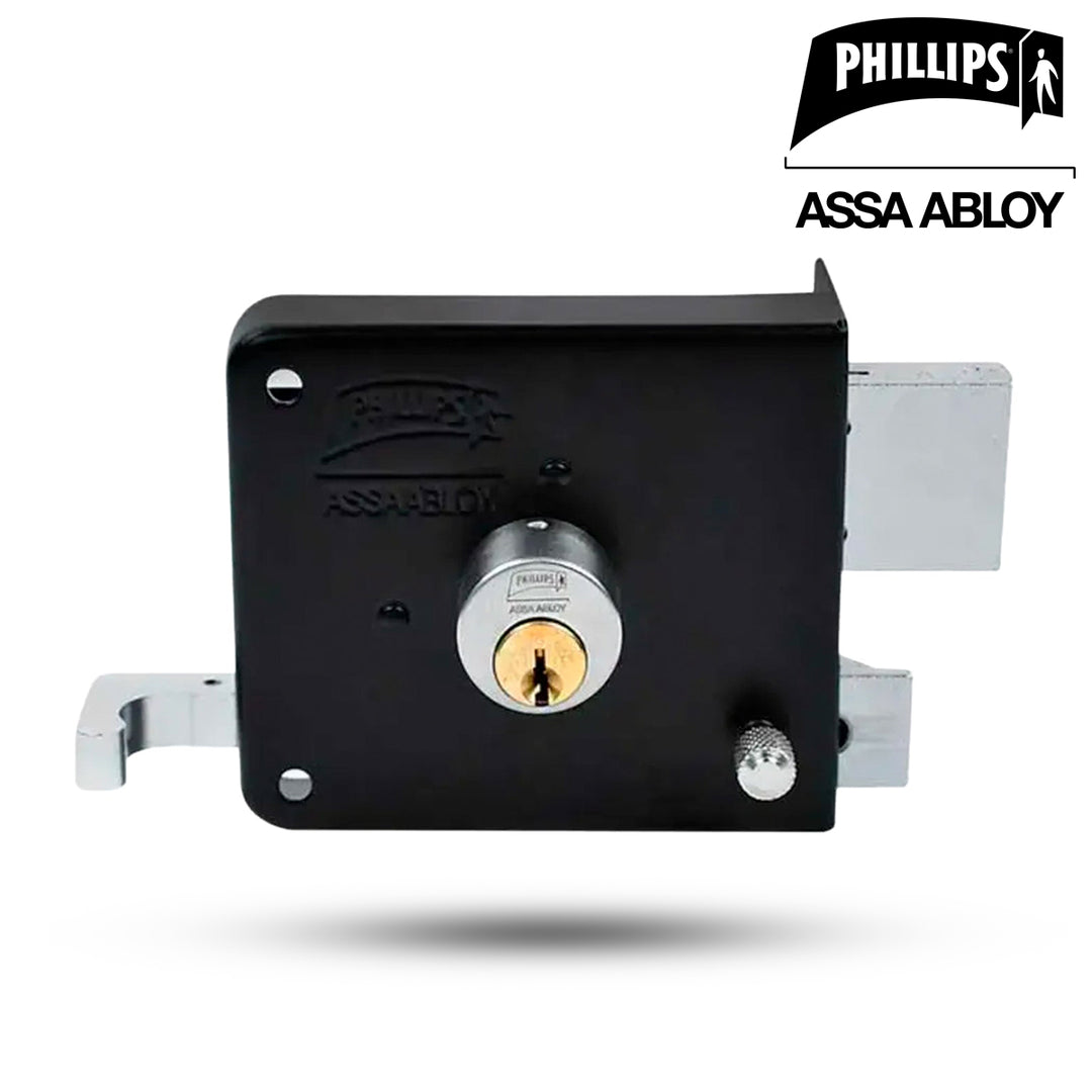 Cerradura Phillips Clásica 175N Derecha Negra Sobreponer