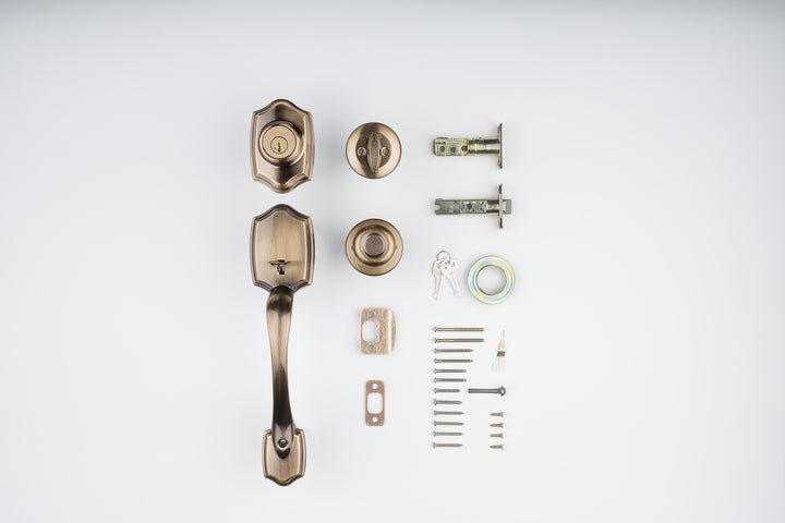 Gatillo Belleview Kwikset con Llave Mariposa para Puerta de Entrada - Acabado Latón Antiguo