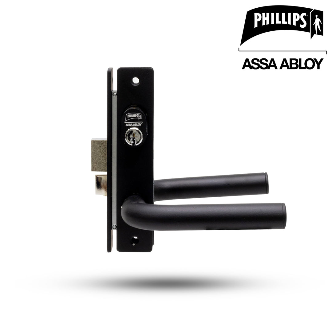 Cerradura Phillips 570 Negro Manija Redonda para Perfil Aluminio