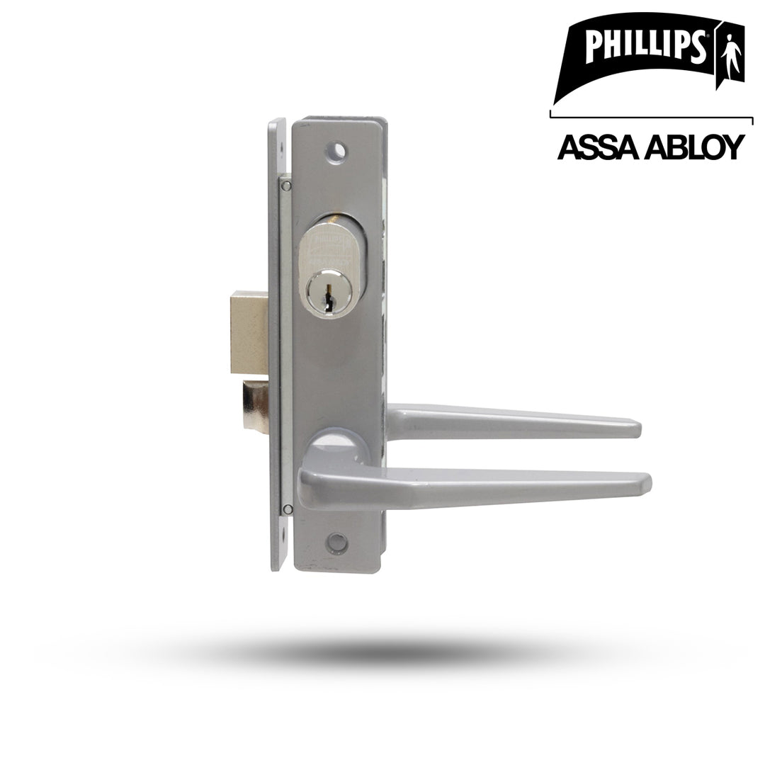 Cerradura Phillips 549 Gris Delgada para Puerta Aluminio
