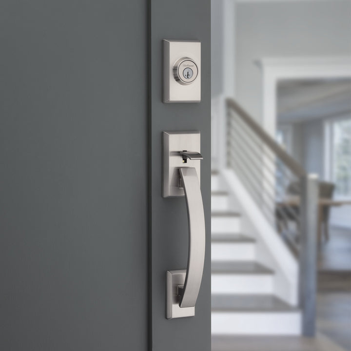 Gatillo Tavaris Kwikset con Llave Mariposa para Puerta de Entrada - Acabado Níquel Satinado
