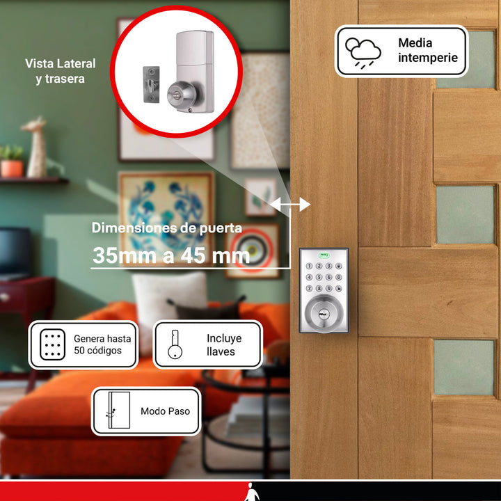 Cerradura Digital Con Perilla Phillips Pcd275.