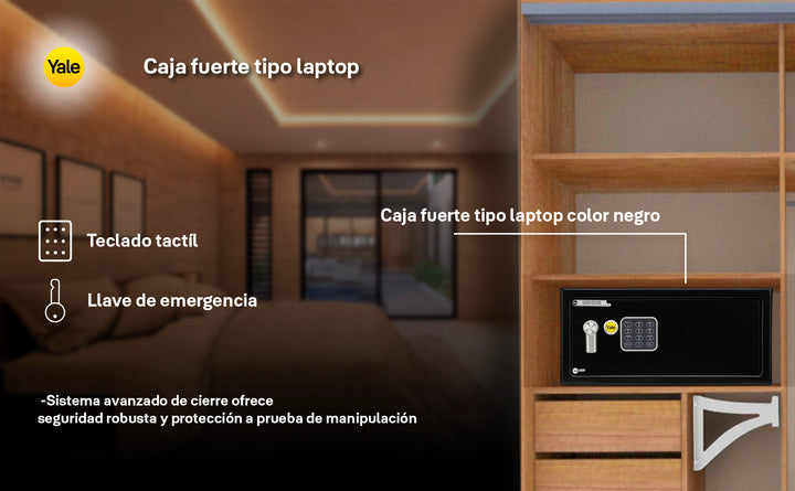 Caja Fuerte Laptop Yale - Seguridad para Hogar, Hotel y Oficina.