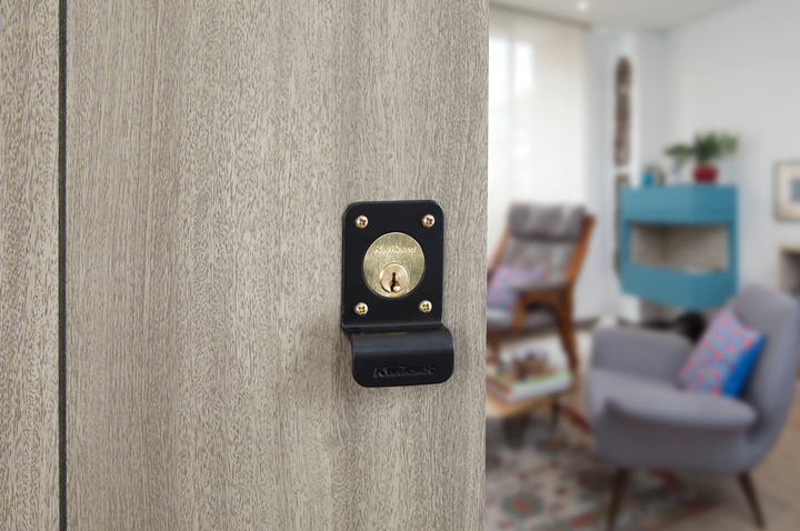 Cerradura Rimlock 50mm Kwikset - Sobreponer Blindada, Derecha, Acabado Negro