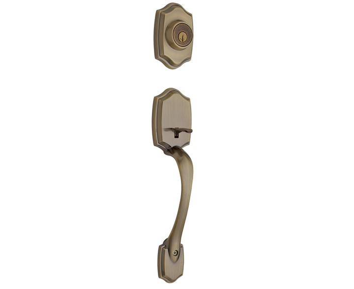 Gatillo Belleview Kwikset con Llave Mariposa para Puerta de Entrada - Acabado Latón Antiguo