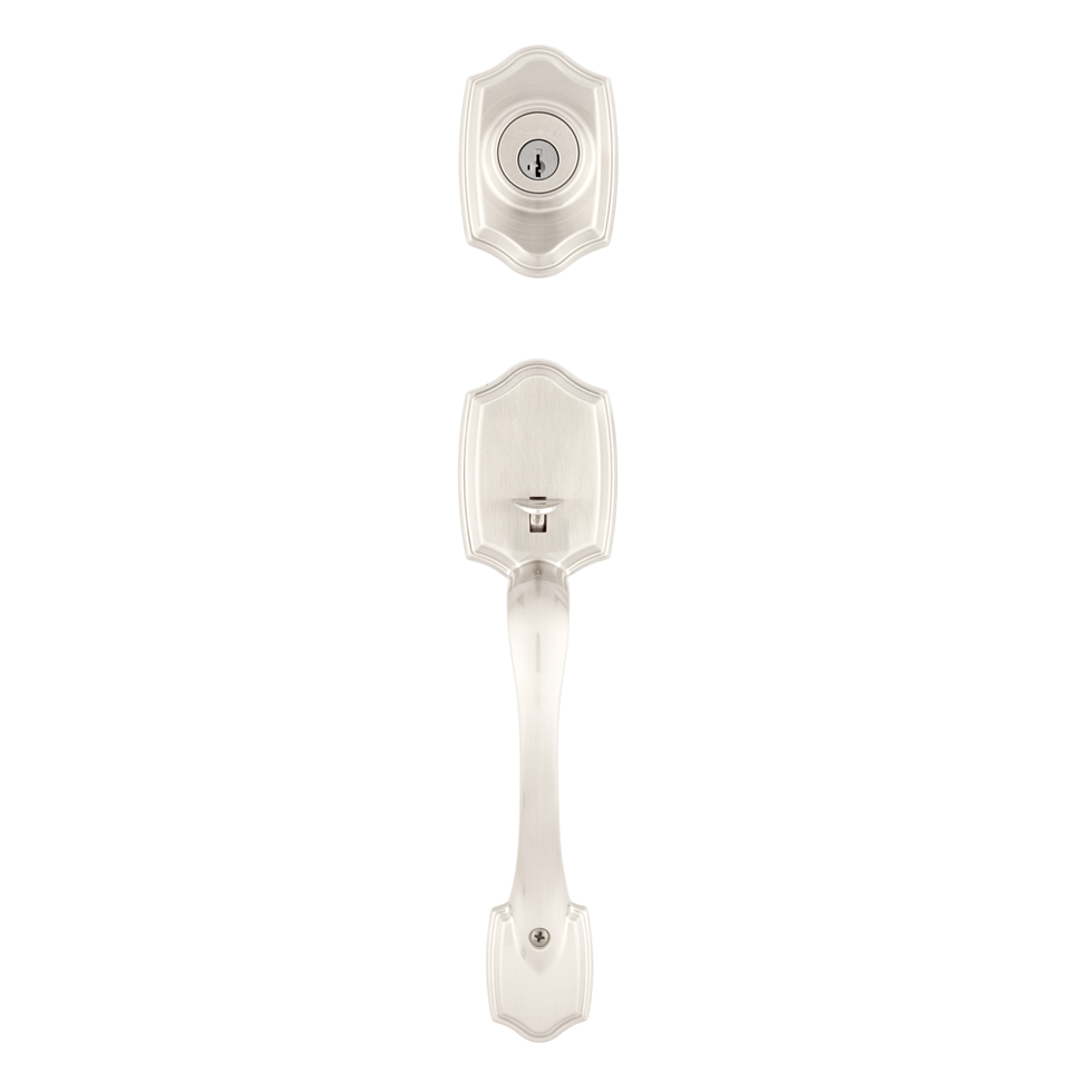 Gatillo Belleview Kwikset con Llave Mariposa para Puerta de Entrada - Acabado Níquel Satinado