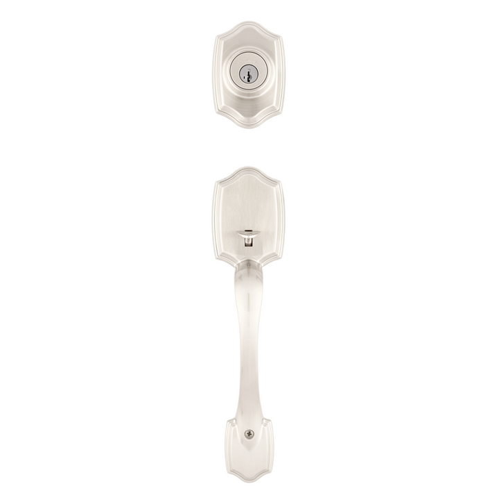 Gatillo Belleview Kwikset con Llave Mariposa para Puerta de Entrada - Acabado Níquel Satinado