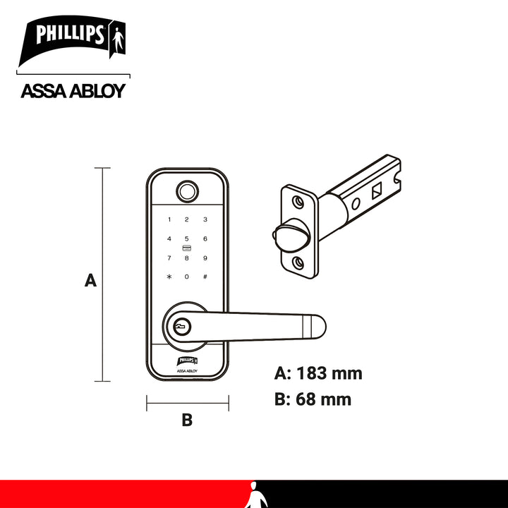 Cerradura Inteligente Aruma Phillips - Huella, Código y Tarjeta