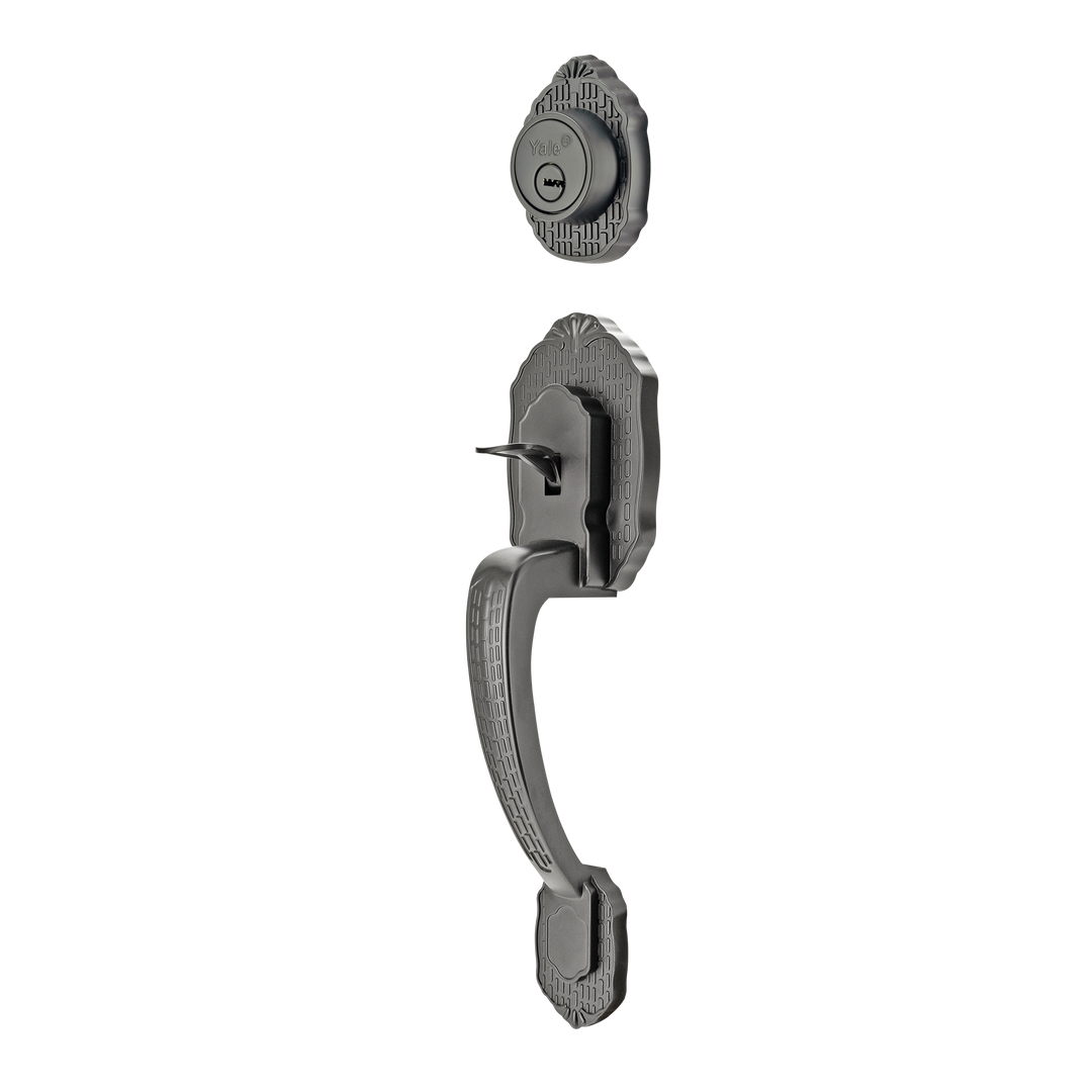 Yale Cerradura Gatillo San Cristóbal Suchiate GunMetal | Llave-Llave | Cerrojo Antisegueta 1" | Cilindro Latón 5 Pernos |