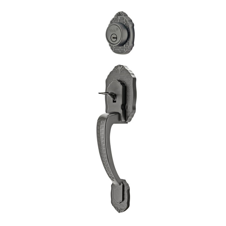Yale Cerradura Gatillo San Cristóbal Suchiate GunMetal | Llave-Llave | Cerrojo Antisegueta 1" | Cilindro Latón 5 Pernos |