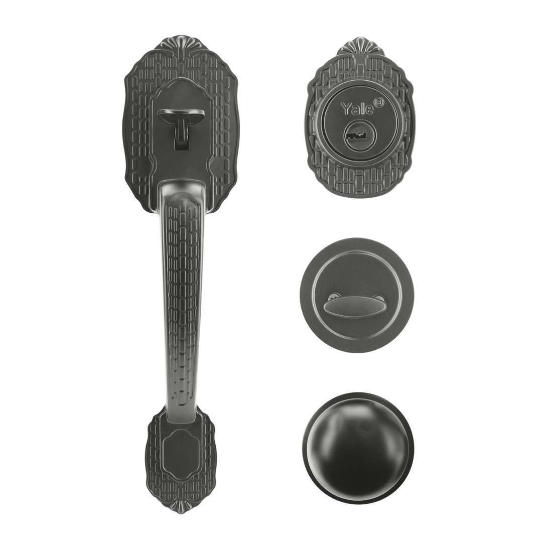 Yale Cerradura Gatillo San Cristóbal Suchiate GunMetal | Llave-Mariposa | Cerrojo Antisegueta 1" | Cilindro Latón 5 Pernos