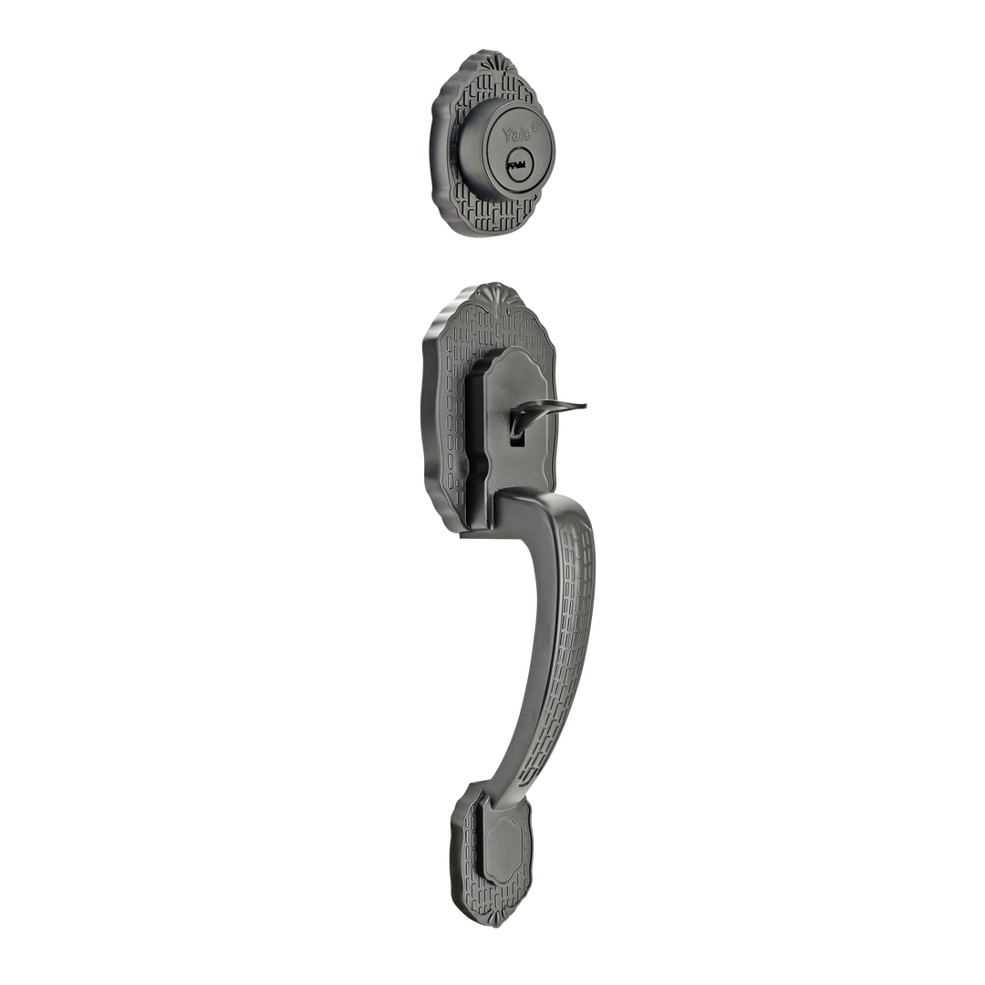 Yale Cerradura Gatillo San Cristóbal Suchiate GunMetal | Llave-Llave | Cerrojo Antisegueta 1" | Cilindro Latón 5 Pernos |