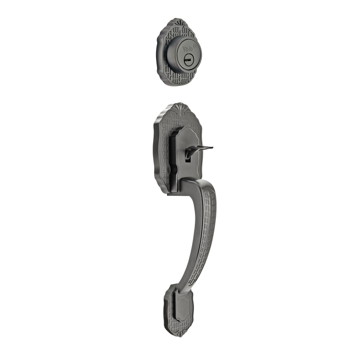 Yale Cerradura Gatillo San Cristóbal Suchiate GunMetal | Llave-Llave | Cerrojo Antisegueta 1" | Cilindro Latón 5 Pernos |