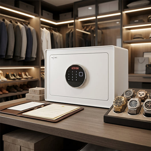 Caja Fuerte Biométrica Yale Blanca con Teclado Electrónico