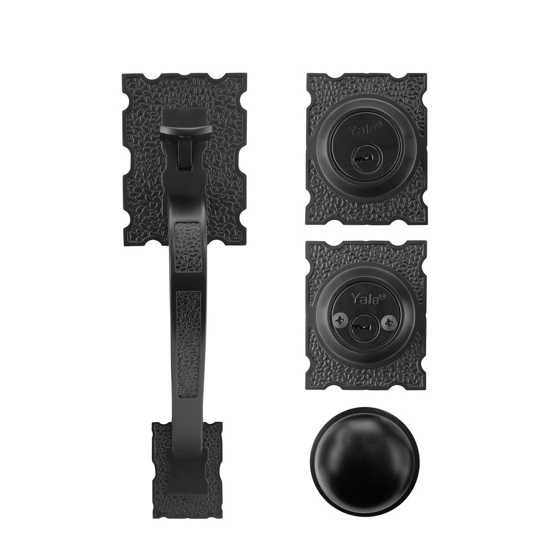 Yale Cerradura Gatillo San Cristóbal Comitán Negro | Llave-Llave | Cerrojo Antisegueta 1" | Cilindro Latón 5 Pernos