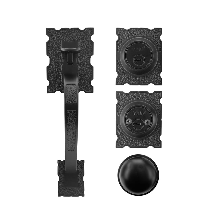 Yale Cerradura Gatillo San Cristóbal Comitán Negro | Llave-Llave | Cerrojo Antisegueta 1" | Cilindro Latón 5 Pernos