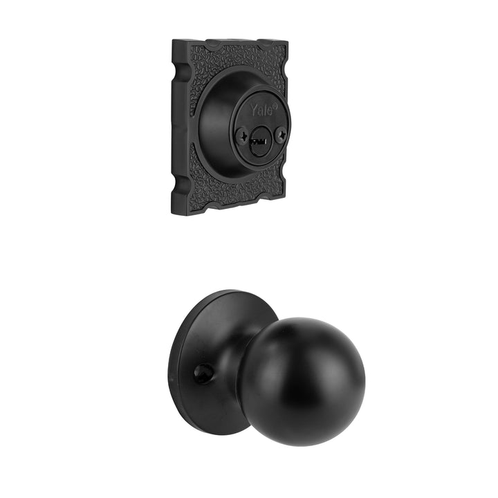 Yale Cerradura Gatillo San Cristóbal Comitán Negro | Llave-Llave | Cerrojo Antisegueta 1" | Cilindro Latón 5 Pernos