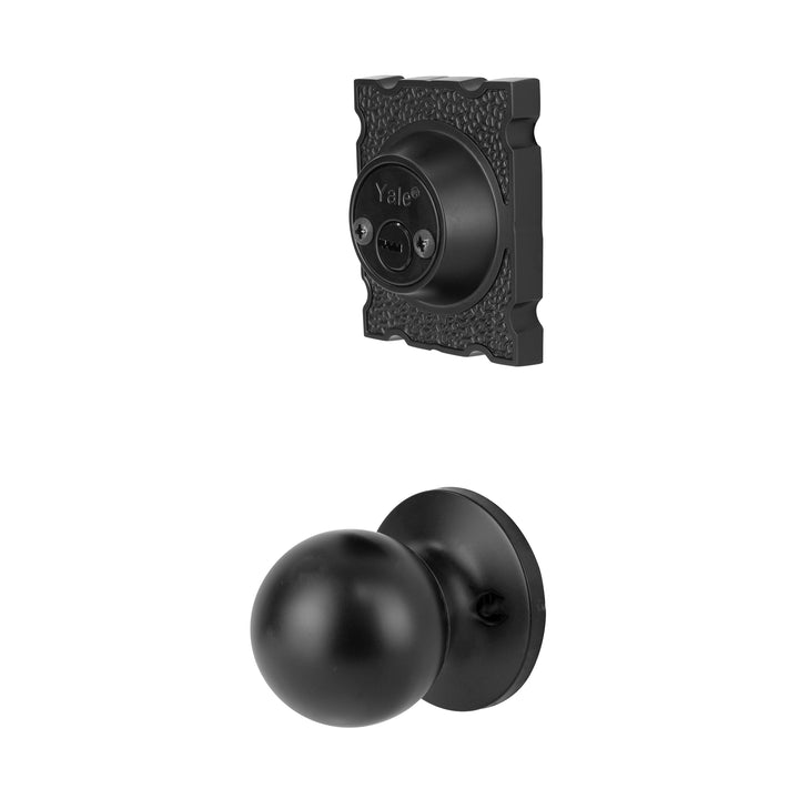 Yale Cerradura Gatillo San Cristóbal Comitán Negro | Llave-Llave | Cerrojo Antisegueta 1" | Cilindro Latón 5 Pernos