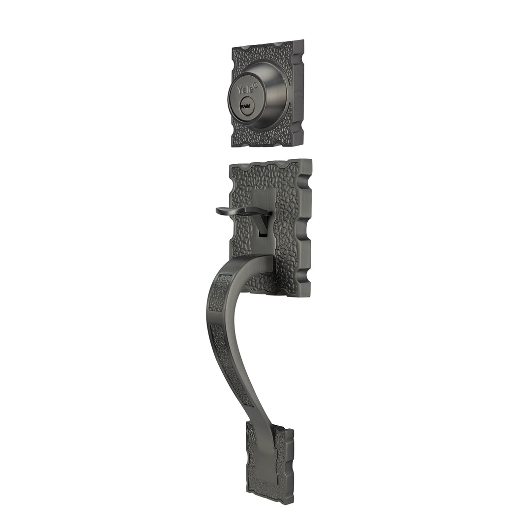 Yale Cerradura Gatillo San Cristóbal Comitán Gun Metal | Llave-Mariposa | Cerrojo Antisegueta 1" | Cilindro Latón 5 Pernos