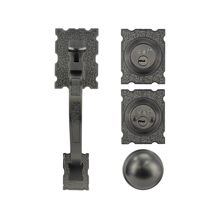 Yale Cerradura Gatillo San Cristóbal Comitán GunMetal | Llave-Llave | Cerrojo Antisegueta 1" | Cilindro Latón 5 Pernos