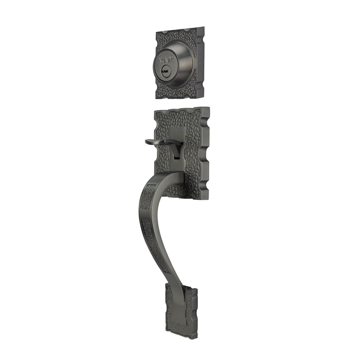 Yale Cerradura Gatillo San Cristóbal Comitán GunMetal | Llave-Llave | Cerrojo Antisegueta 1" | Cilindro Latón 5 Pernos