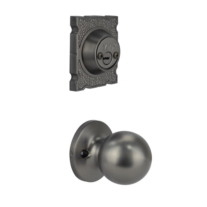 Yale Cerradura Gatillo San Cristóbal Comitán GunMetal | Llave-Llave | Cerrojo Antisegueta 1" | Cilindro Latón 5 Pernos