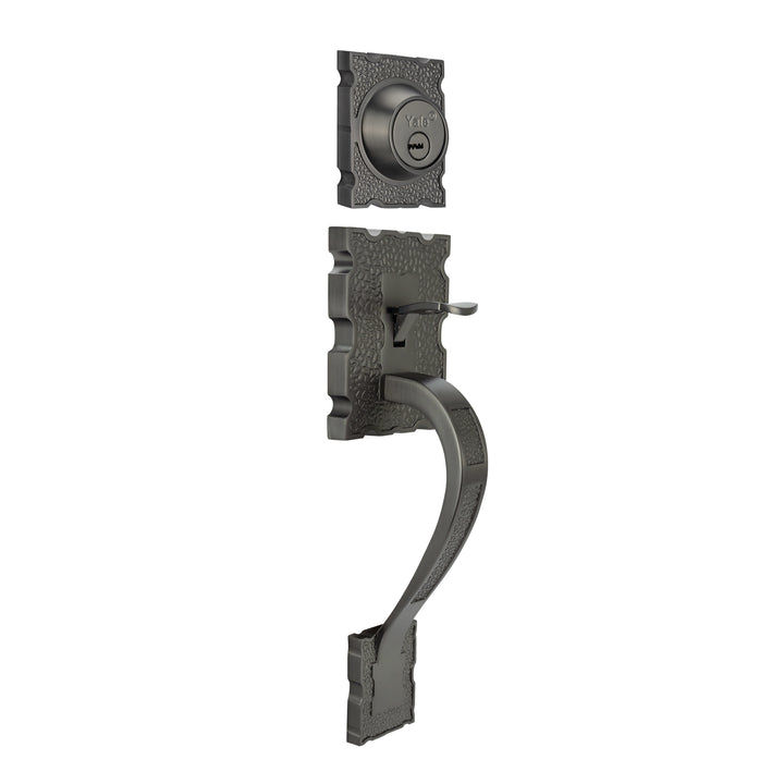 Yale Cerradura Gatillo San Cristóbal Comitán GunMetal | Llave-Llave | Cerrojo Antisegueta 1" | Cilindro Latón 5 Pernos