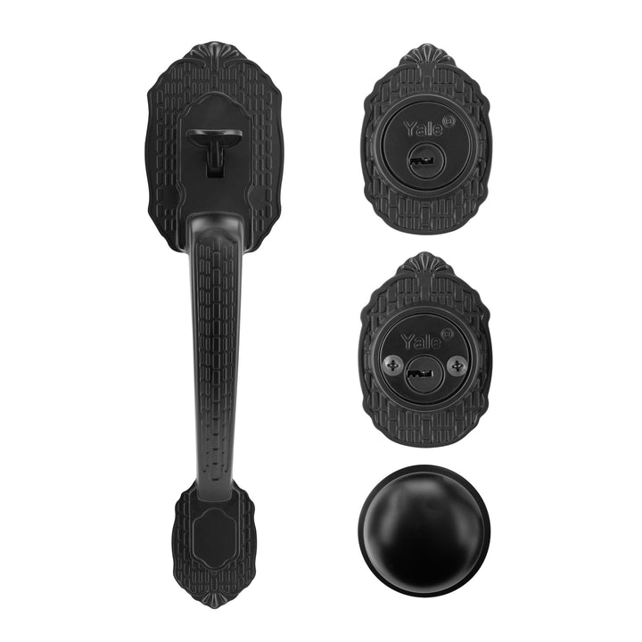 Yale Cerradura Gatillo San Cristóbal Suchiate Negro | Llave-Llave | Cerrojo Antisegueta 1" | Cilindro Latón 5 Pernos