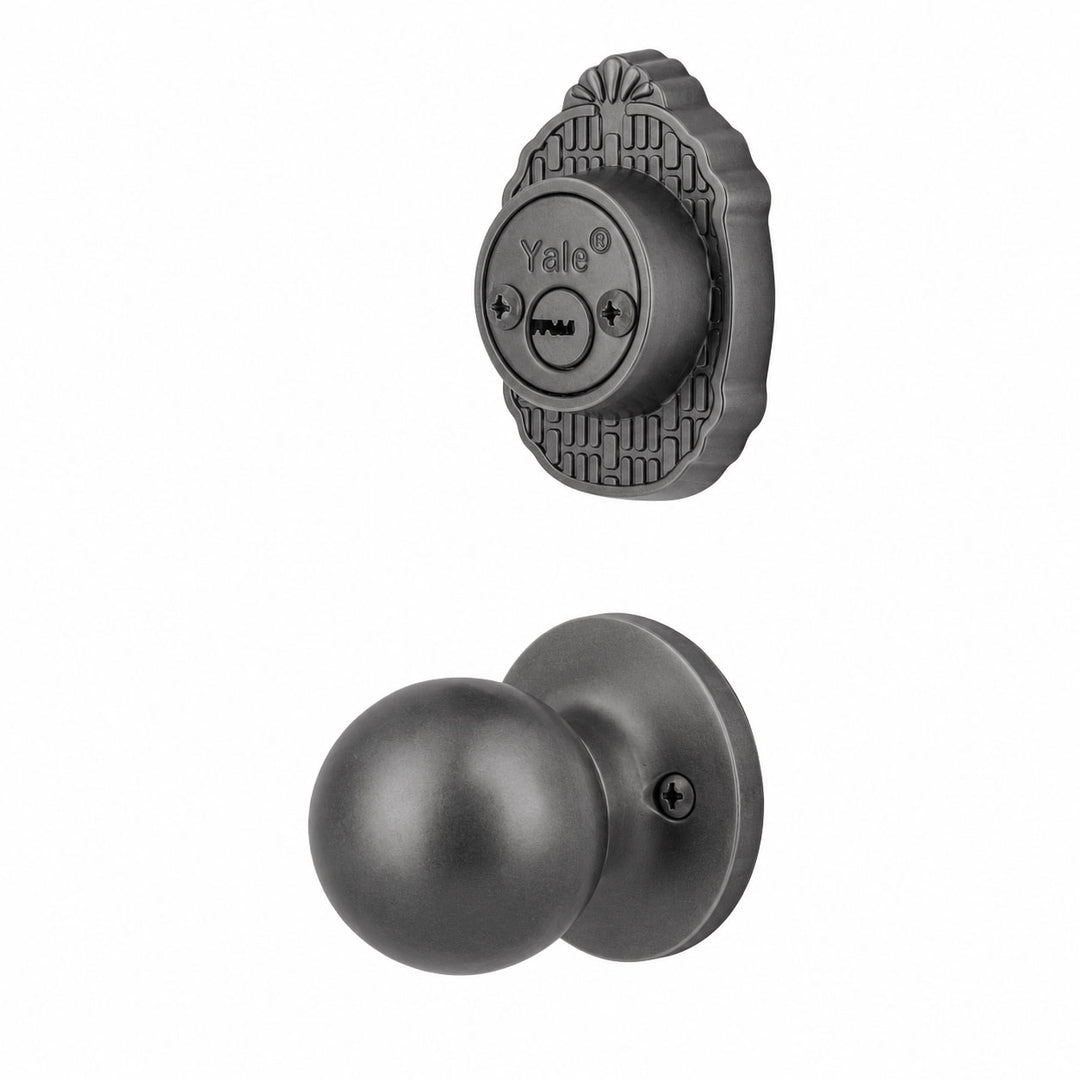 Yale Cerradura Gatillo San Cristóbal Suchiate GunMetal | Llave-Llave | Cerrojo Antisegueta 1" | Cilindro Latón 5 Pernos |