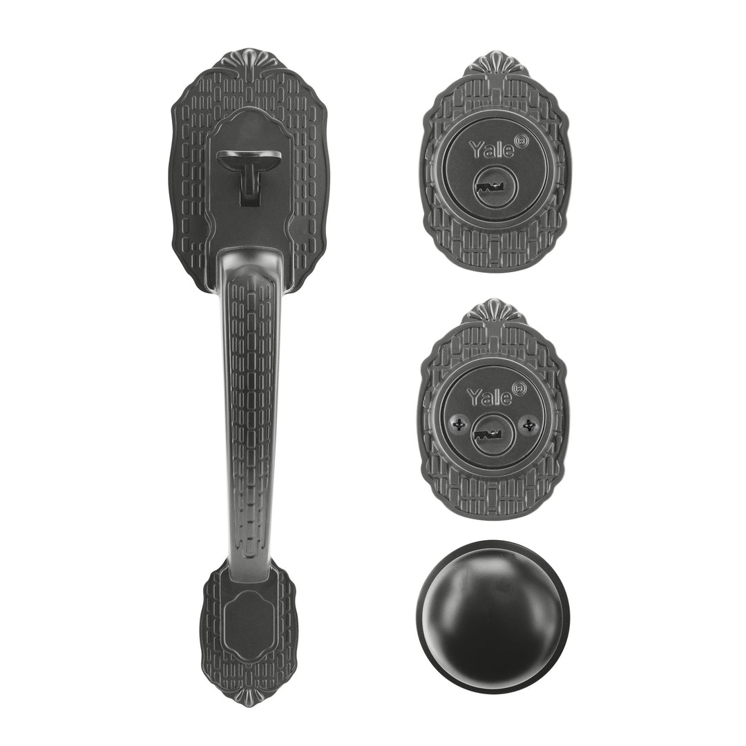 Yale Cerradura Gatillo San Cristóbal Suchiate GunMetal | Llave-Llave | Cerrojo Antisegueta 1" | Cilindro Latón 5 Pernos |