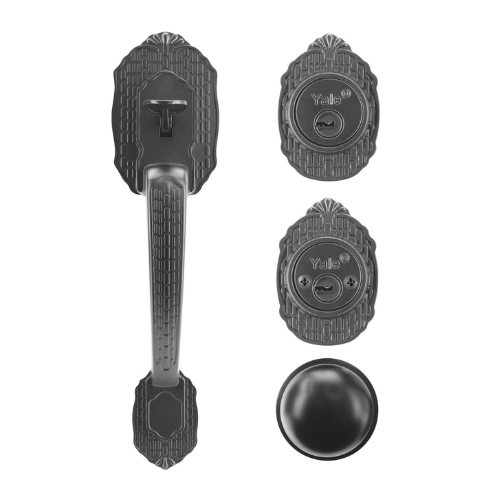 Yale Cerradura Gatillo San Cristóbal Suchiate GunMetal | Llave-Llave | Cerrojo Antisegueta 1" | Cilindro Latón 5 Pernos |