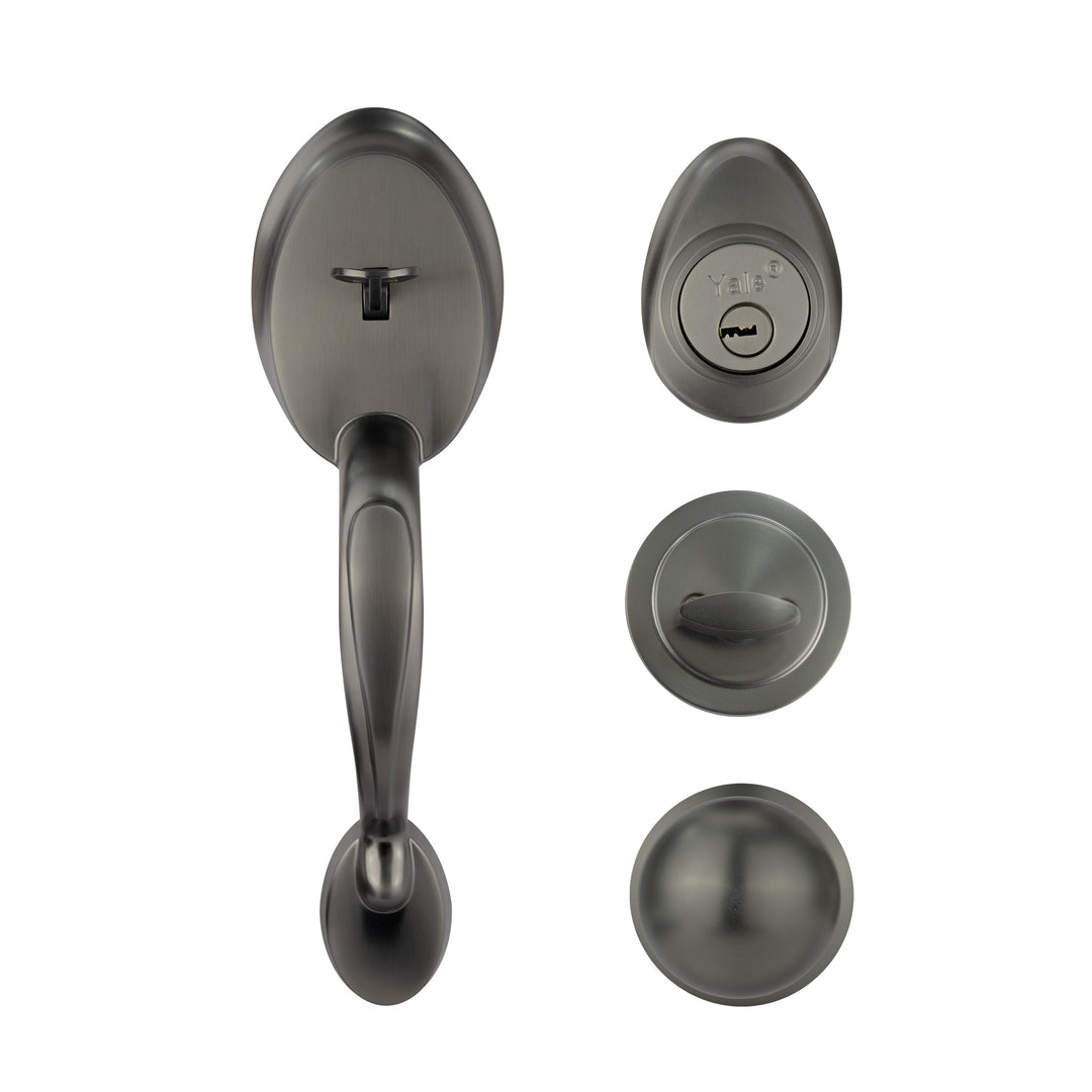 Yale Cerradura Gatillo San Cristóbal Tuxtla GunMetal | Llave-Mariposa | Cerrojo Antisegueta 1" | Cilindro Latón 5 Pernos